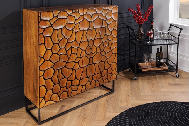 Buffet haut VULCANO 120cm mosaïque manguier brun