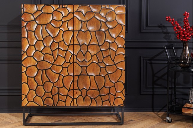 Buffet haut VULCANO 120cm mosaïque manguier brun