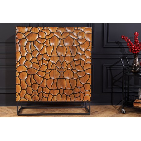 Buffet haut VULCANO 120cm mosaïque manguier brun