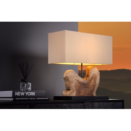 Lampe de table HYPNOTIC teck naturel - abat-jour beige 50cm 2