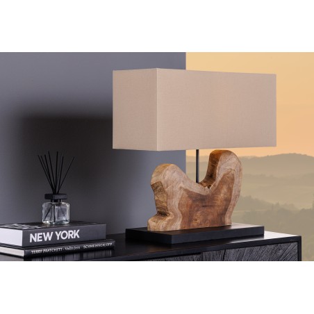 Lampe de table HYPNOTIC teck naturel - abat-jour beige 50cm