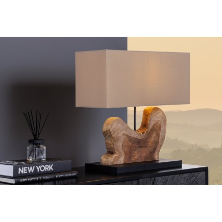 Lampe de table HYPNOTIC teck naturel - abat-jour beige 50cm