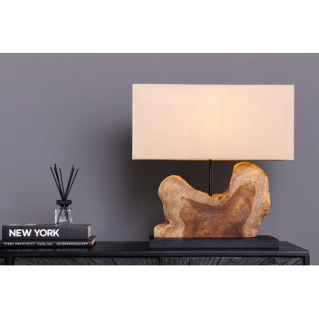 Lampe de table HYPNOTIC teck naturel - abat-jour beige 50cm