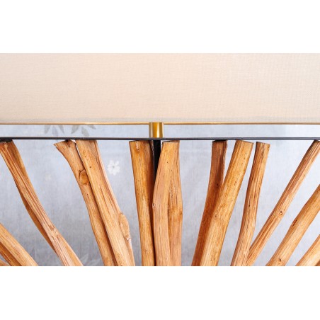 Lampe de table EUPHORIA 80cm beige et bois de longane