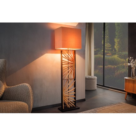 Lampadaire EUPHORIA 165cm bois de longane et abat-jour beige 2