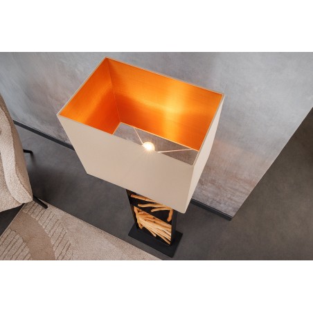 Lampadaire EUPHORIA 165cm bois de longane et abat-jour beige