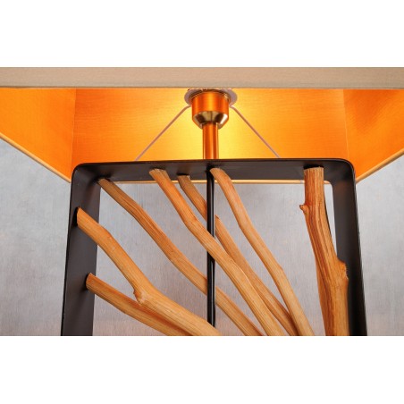 Lampadaire EUPHORIA 165cm bois de longane et abat-jour beige