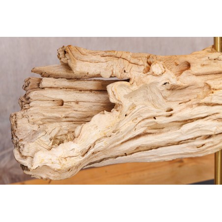 Lampe de table ROUSILIQUE teck naturel abat-jour beige