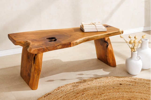 Banc ROOT en teck massif 100cm brun naturel