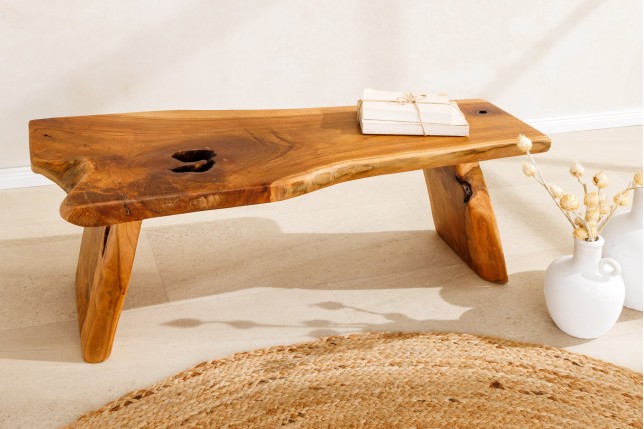 Banc ROOT en teck massif 100cm brun naturel
