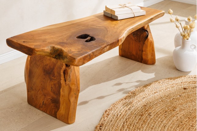 Banc ROOT en teck massif 100cm brun naturel