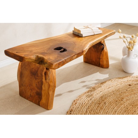 Banc ROOT en teck massif 100cm brun naturel