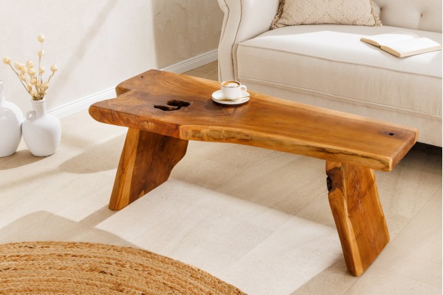 Banc ROOT en teck massif 100cm brun naturel