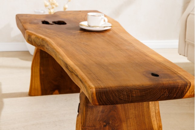 Banc ROOT en teck massif 100cm brun naturel