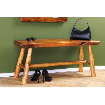 Banc ROOT 100cm Teck Brun Naturel - Fait Main