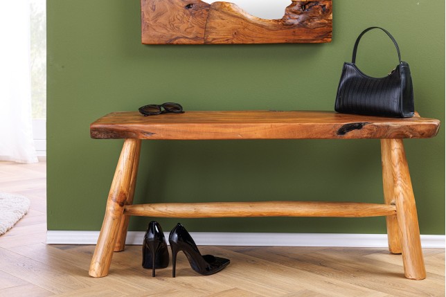 Banc ROOT 100cm Teck Brun Naturel - Fait Main