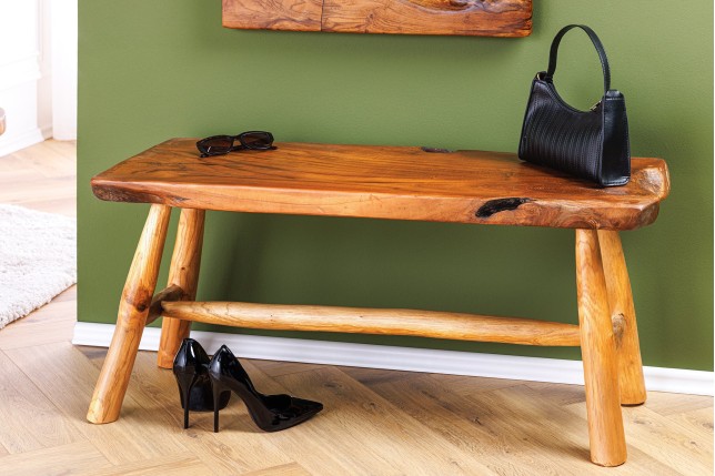 Banc ROOT 100cm Teck Brun Naturel - Fait Main