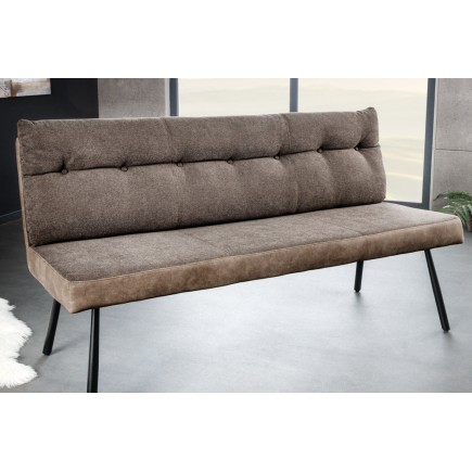 Banc BIG GEORGE 160cm Velours Taupe - Piètement Métal Noir