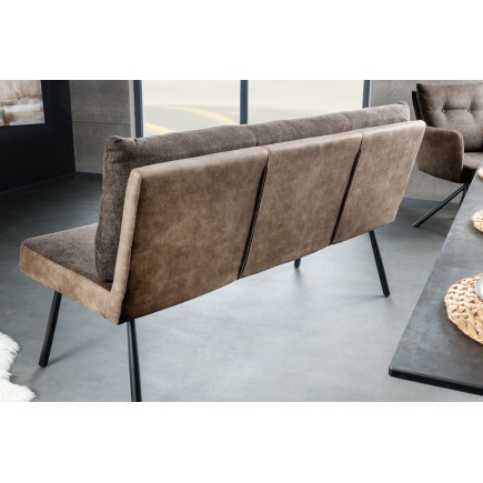 Banc BIG GEORGE 160cm Velours Taupe - Piètement Métal Noir 2
