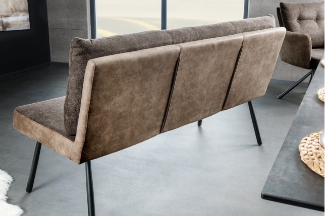Banc BIG GEORGE 160cm Velours Taupe - Piètement Métal Noir