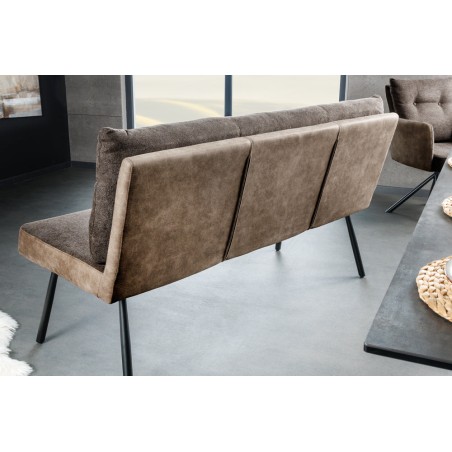 Banc BIG GEORGE 160cm Velours Taupe - Piètement Métal Noir