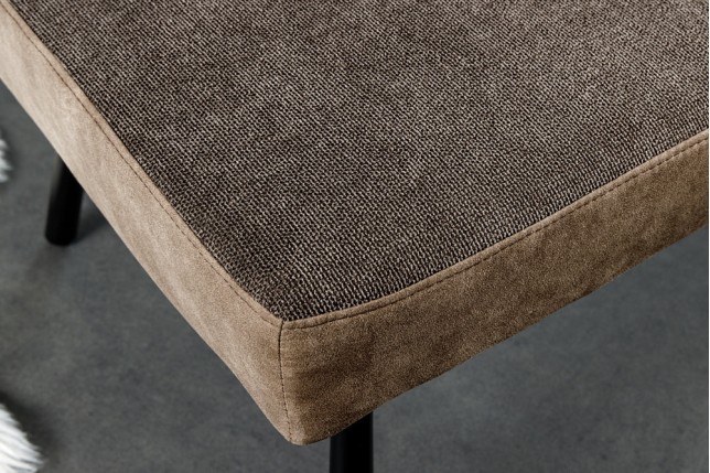 Banc BIG GEORGE 160cm Velours Taupe - Piètement Métal Noir