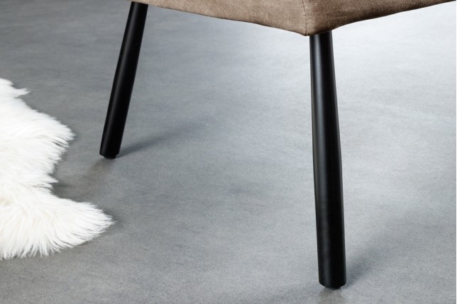 Banc BIG GEORGE 160cm Velours Taupe - Piètement Métal Noir