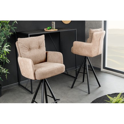 Tabouret de bar BIG GEORGE velours champagne beige pivotant