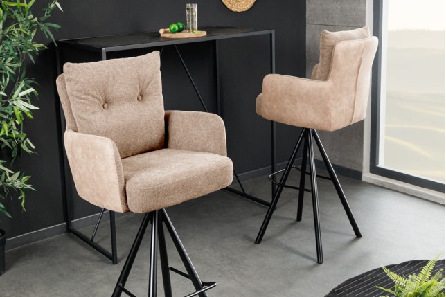 Tabouret de bar BIG GEORGE velours champagne beige pivotant