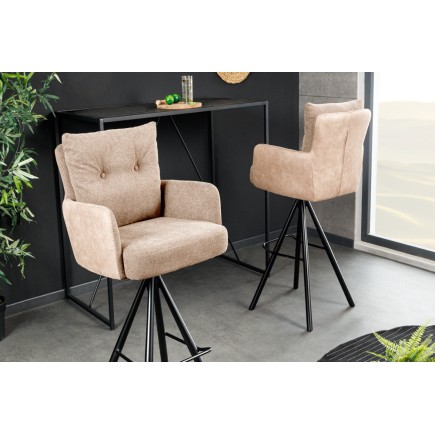 Tabouret de bar BIG GEORGE velours champagne beige pivotant 2
