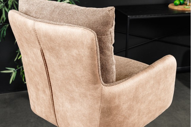 Tabouret de bar BIG GEORGE velours champagne beige pivotant