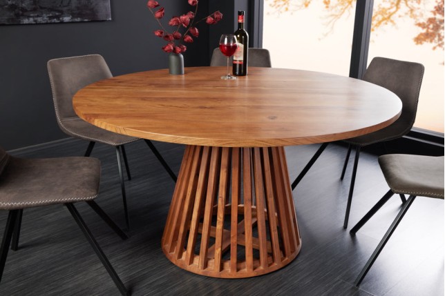 Table à manger ronde MAISON JADE Ø140cm acacia massif