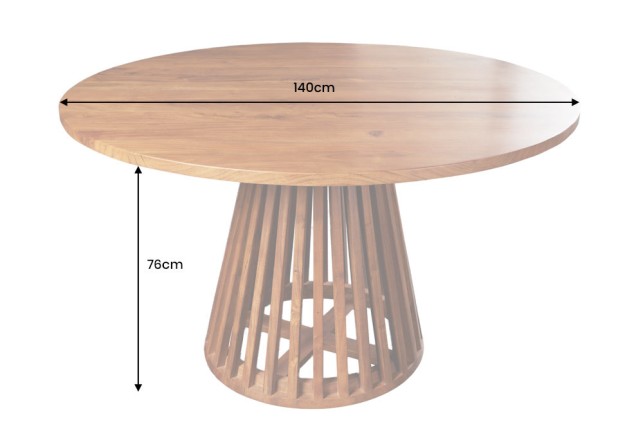 Table à manger ronde MAISON JADE Ø140cm acacia massif