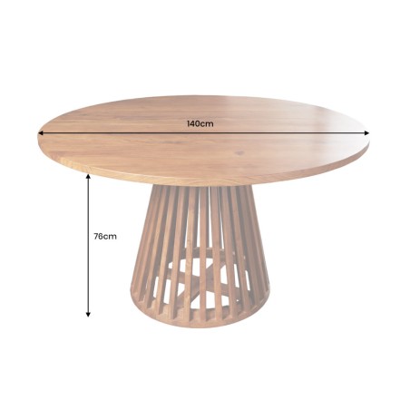 Table à manger ronde MAISON JADE Ø140cm acacia massif