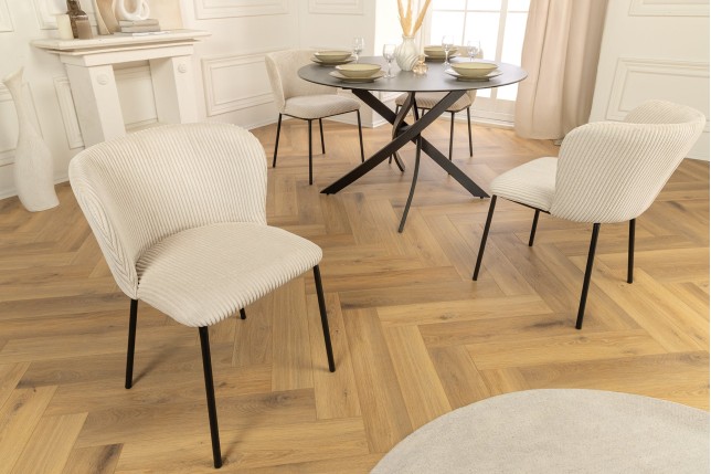 Chaise LYON métal noir et cordage beige - Lot de 2