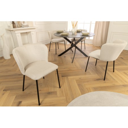 Chaise LYON métal noir et cordage beige - Lot de 2