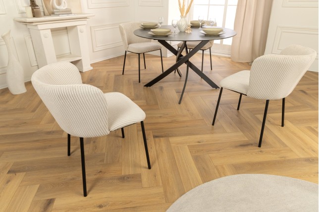 Chaise LYON métal noir et cordage beige - Lot de 2