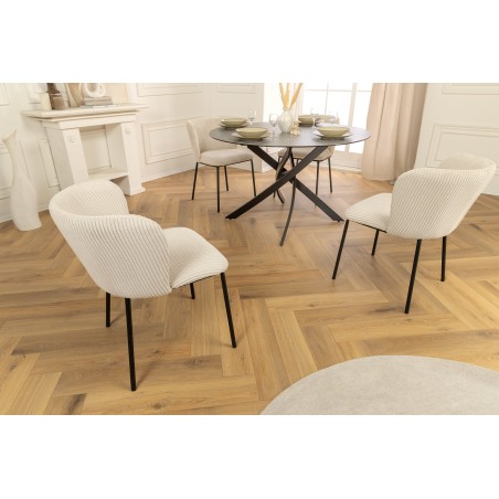 Chaise LYON métal noir et cordage beige - Lot de 2