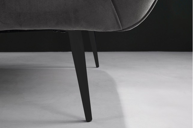 Canapé NOBLESSE 165cm 2 places velours gris pieds noirs