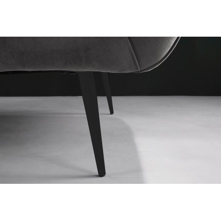 Canapé NOBLESSE 165cm 2 places velours gris pieds noirs