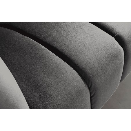 Canapé NOBLESSE 165cm 2 places velours gris pieds noirs