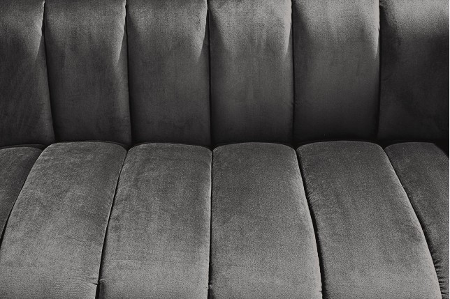 Canapé NOBLESSE 165cm 2 places velours gris pieds noirs