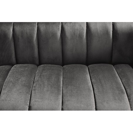 Canapé NOBLESSE 165cm 2 places velours gris pieds noirs