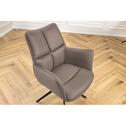 Fauteuil Pivotant PAPILLON Cuir Marron 360°