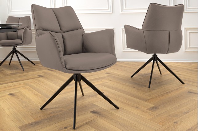 Fauteuil Pivotant PAPILLON Cuir Marron 360°
