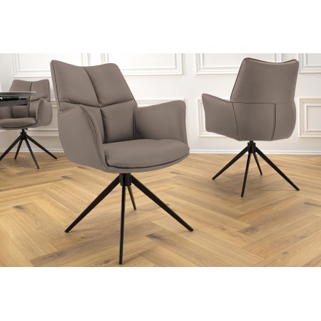Fauteuil Pivotant PAPILLON Cuir Marron 360°