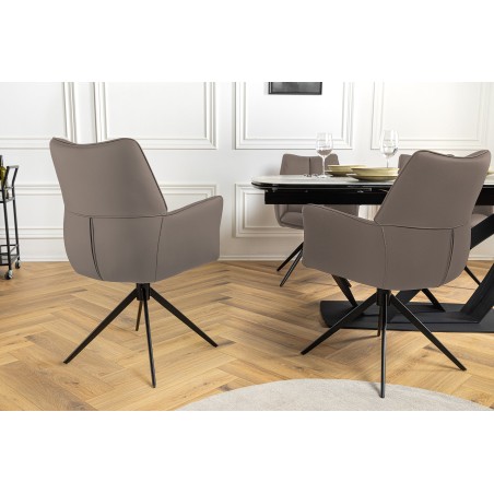 Fauteuil Pivotant PAPILLON Cuir Marron 360°