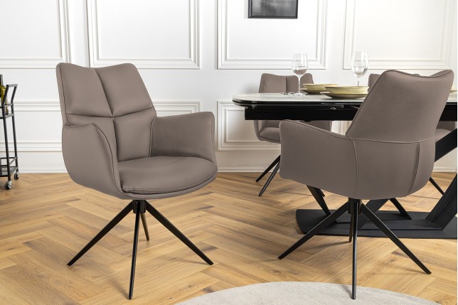 Fauteuil Pivotant PAPILLON Cuir Marron 360°