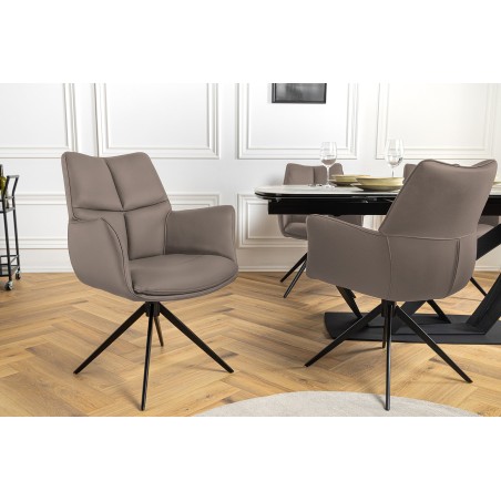 Fauteuil Pivotant PAPILLON Cuir Marron 360°