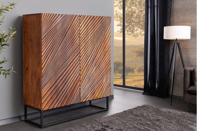 Buffet haut LINE ART 120cm manguier 3D marron noir